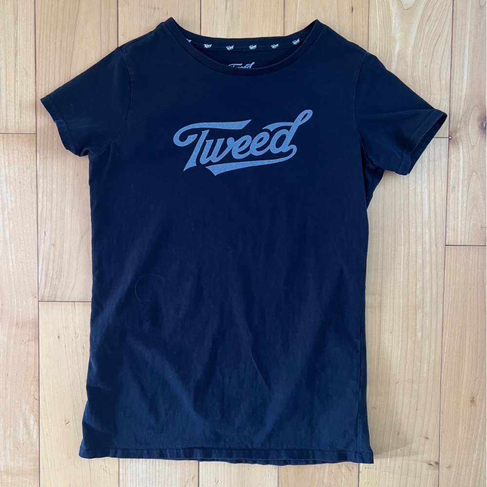Tweed Graphic Slogan Tee Shirt Black